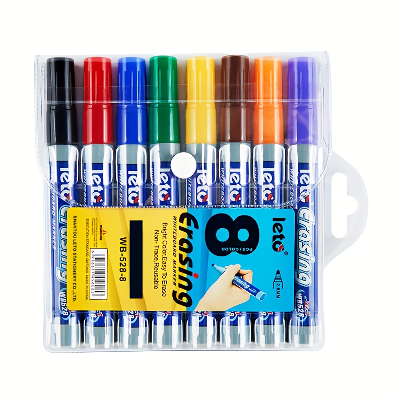 

8-pack Dry Erase Whiteboard Markers, Medium Point, Versatile Use On Wood, Plastic, Glass, Metal, Cardboard, Ideal For Marking, Carpentry, Office, And School Supplies