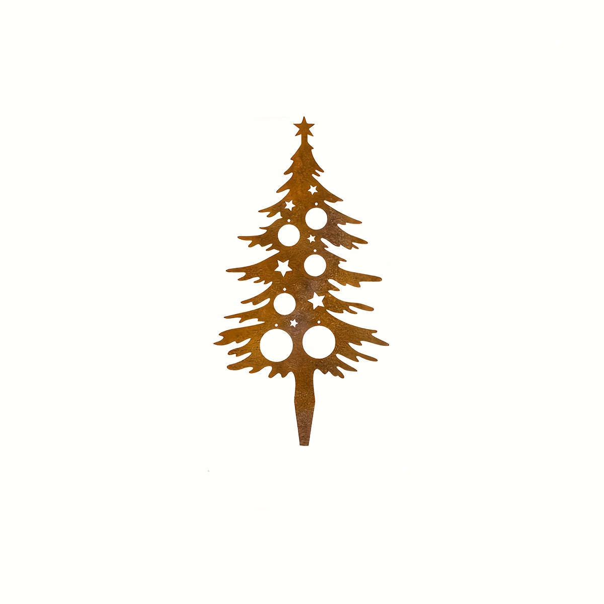 1pc Iron Christmas Tree Garden Decor Stake, Outdoor Ornament With Star And Design Accents For Patio, Lawn, Porch, Or Fence – Festive Home & Yard Holiday Décor