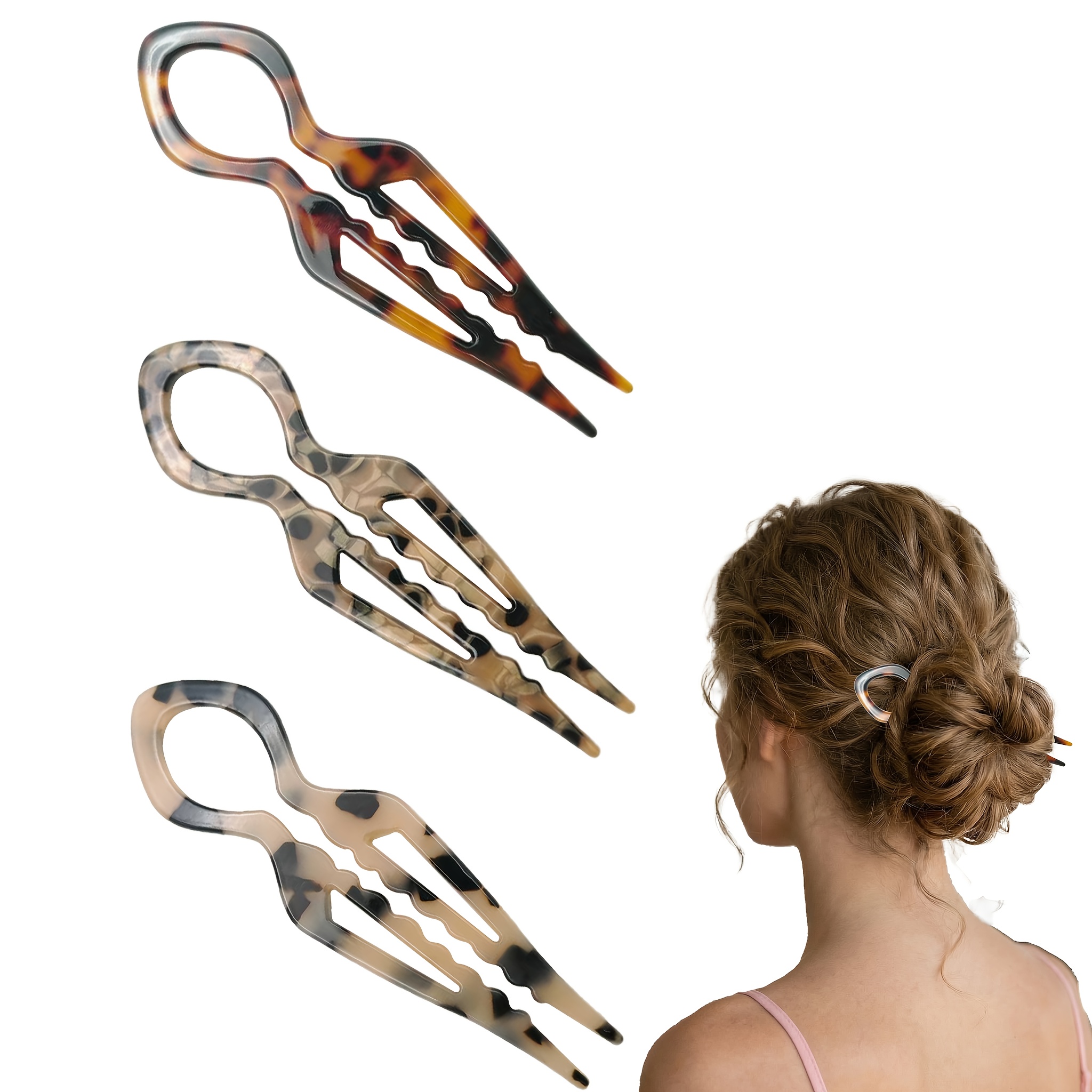 TEMU Elegant Women's Hair Additions Featuring U-shaped Hairpin Set, Ideal For Hair