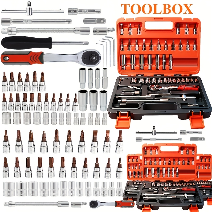899 52-Piece Professional Multi-Functional Tool Set with Portable Case, Chrome Vanadium Steel, for Home and Car Maintenance