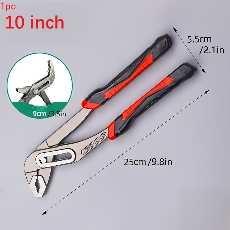 TEMU Heavy-duty Adjustable Wide-nose Wrench - Multi-functional Pipe & Water Pump Tool With Non-slip Handle, Quick-adjust Mechanism, Large Opening