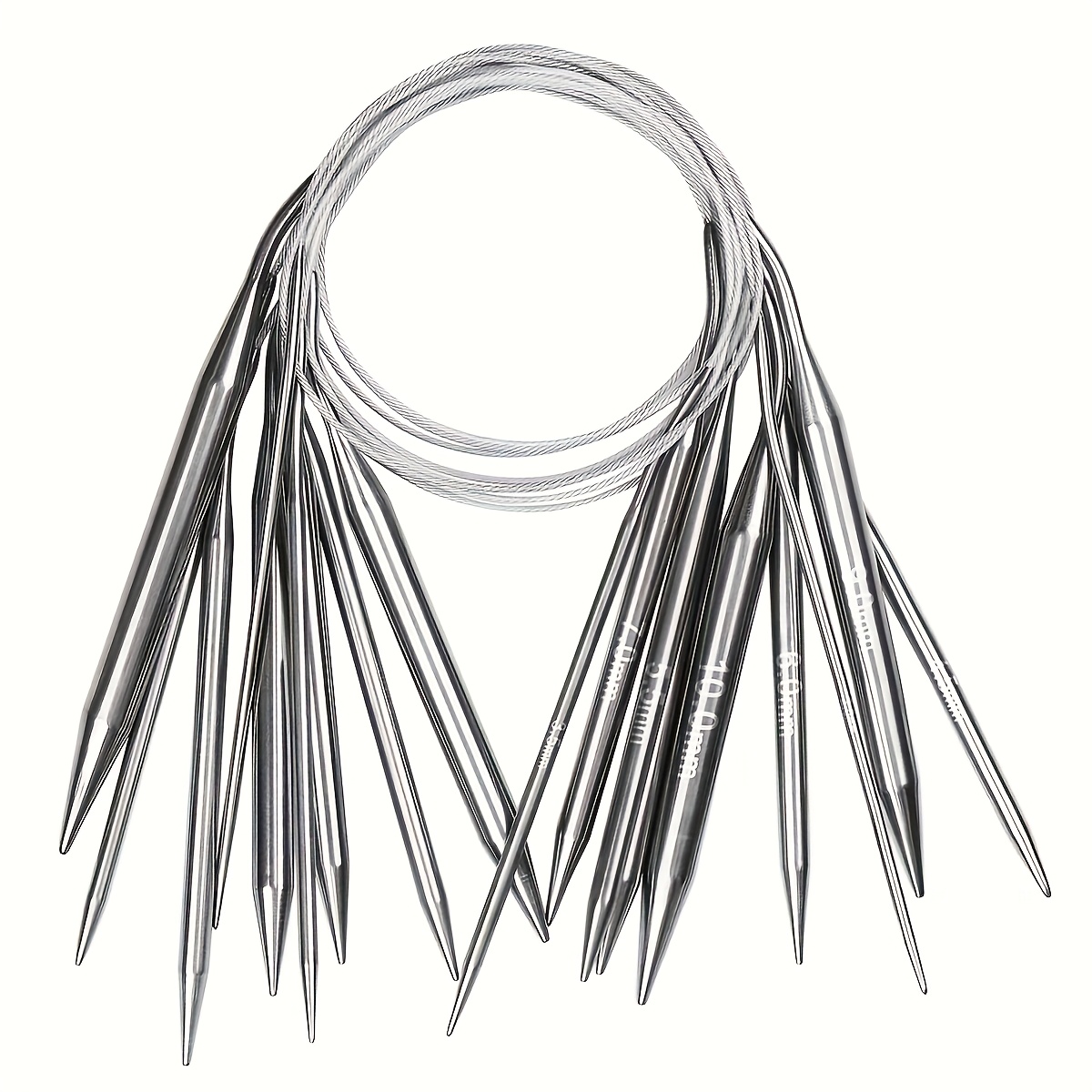 TEMU 9 Aiguilles à tricoter rondes de 80 cm de long, utilisées pour tricoter avec des aiguilles rondes en métal de 32 pouces, pour les ensembles
