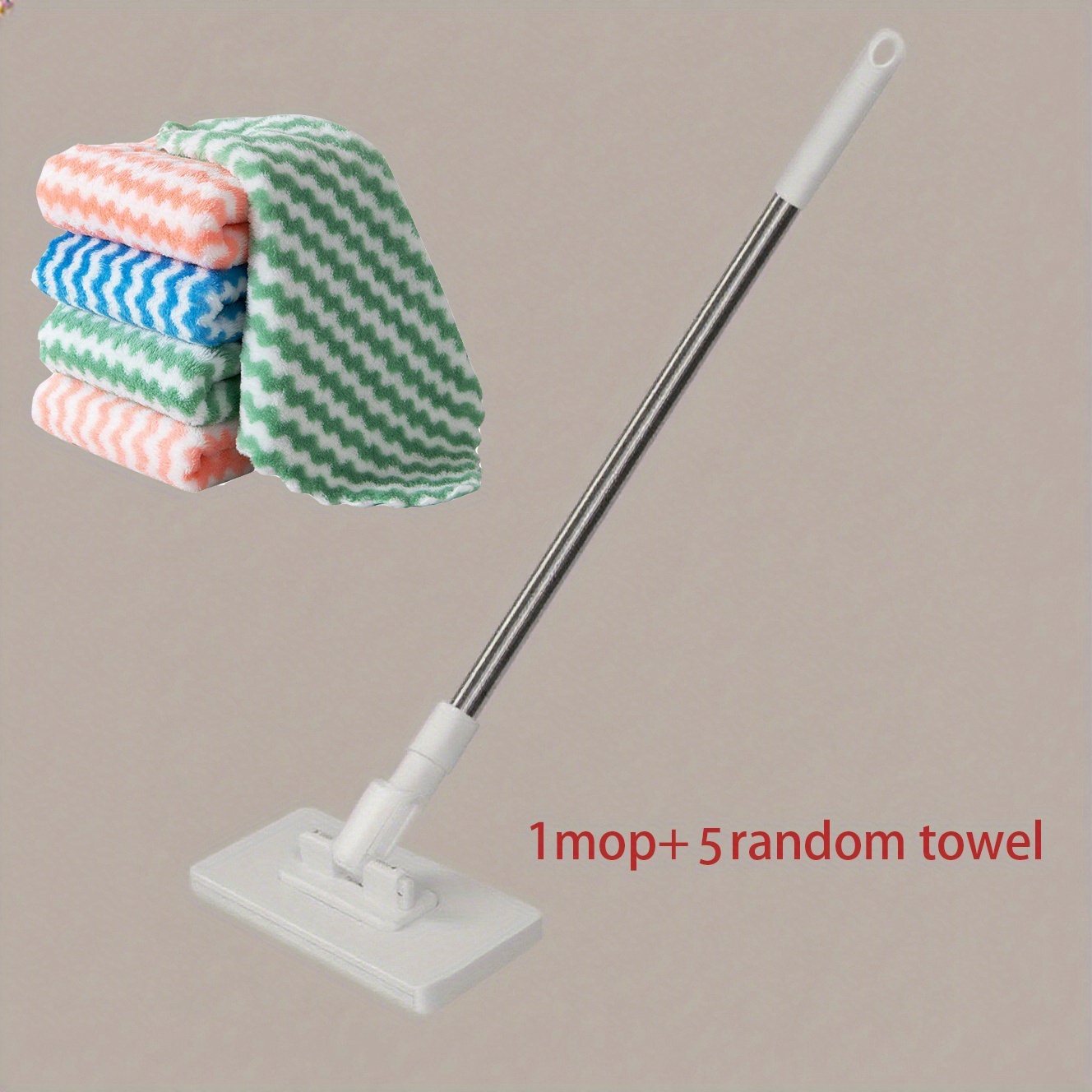 TEMU Extended Mop With (5/10pcs Compressed Cleaning Cloth), Flat Mop System With Cloth Changing, Kitchen, Living Room - Ideal For Home, Office, Hotel