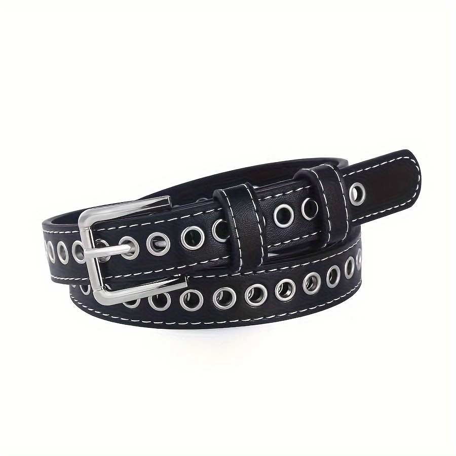 Image of Women's Full-hole Belt Ladies' Hollow Fashion Belt Narrow Belt No-punch Needle Waist Belt Women's Small