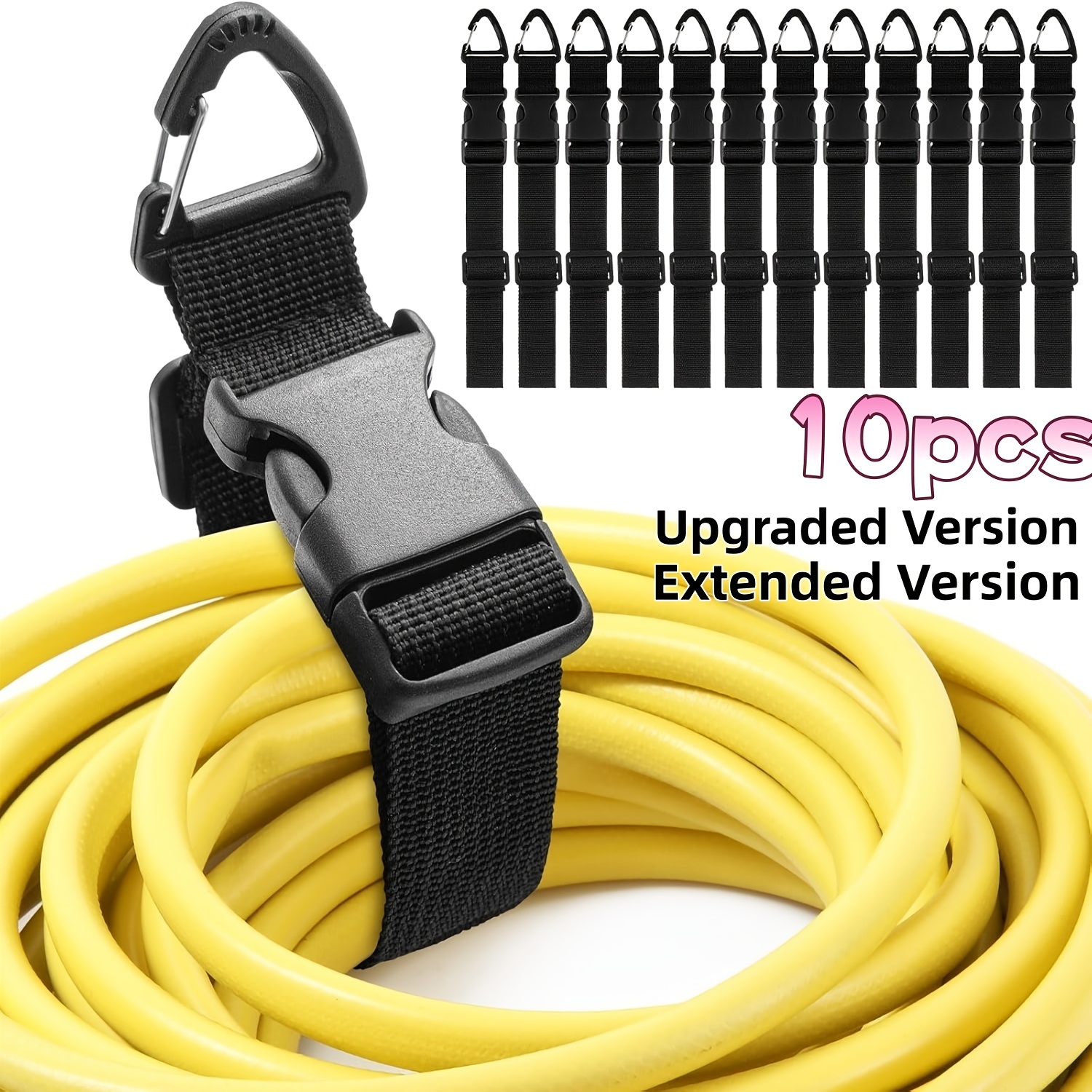 TEMU 10pcs Heavy-duty Adjustable Extension Cord Organizers With 3-axis Lock | Black Durable Polypropylene Cable Management, Suitable For Studio And