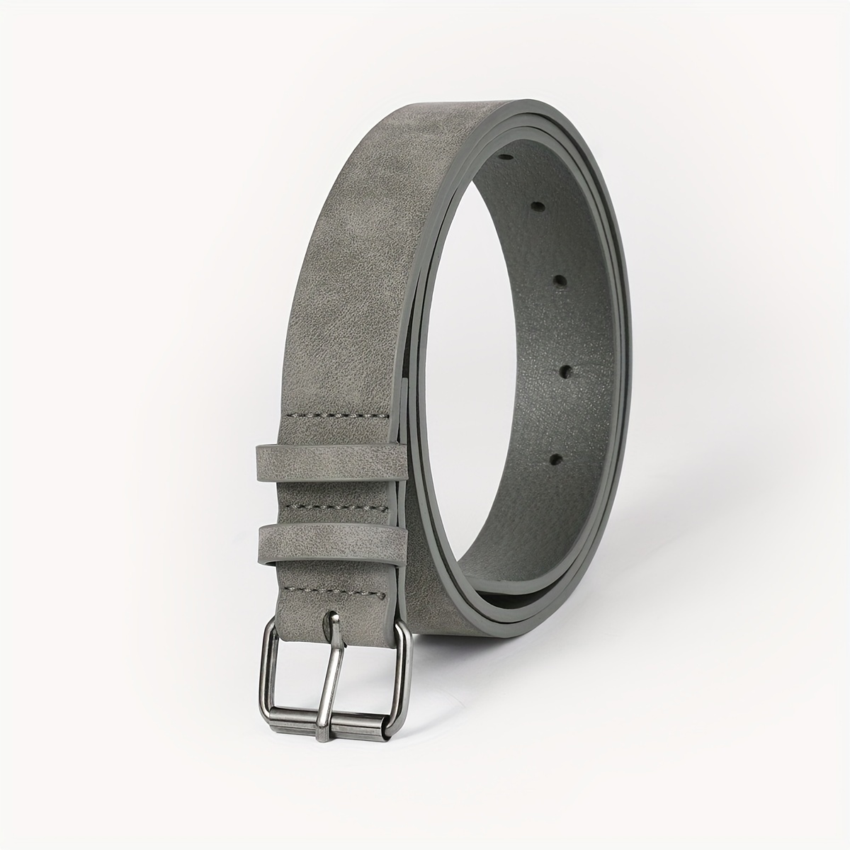 

Unisex Gray Faux Leather Fashion Belt For Men And Women, Versatile And Simple, With A Touch Of Western Cowboy Style, Suitable For Daily Wear And Outings