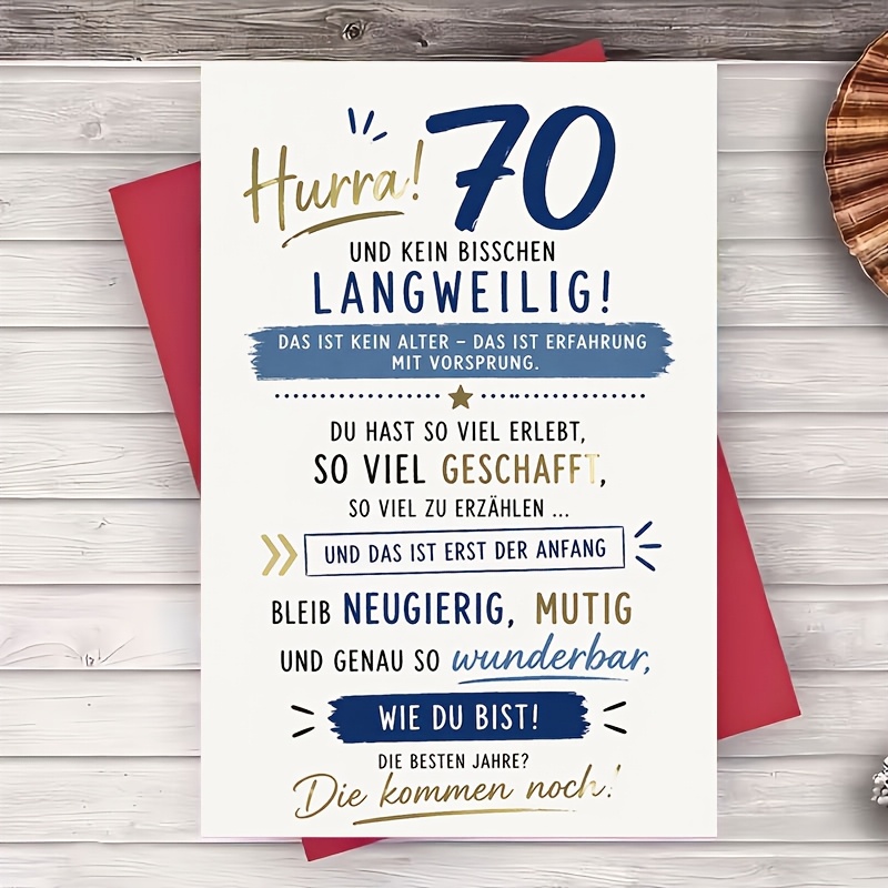 Image of 1 Envelope And 1 Greeting Card 70th Birthday Greeting Card For Friend Or Family Encouraging And Fun Milestone Celebration Card