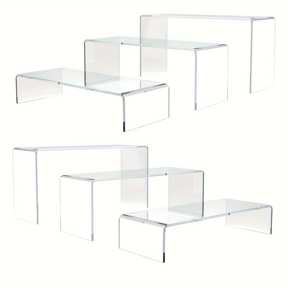 

6 Pcs Acrylic Risers For Display, 2 Sets Of Plastic Risers Stand For Display, 5"/9" Clear Shelf Risers For Dessert, Food, Figure, Cupcake And Perfume