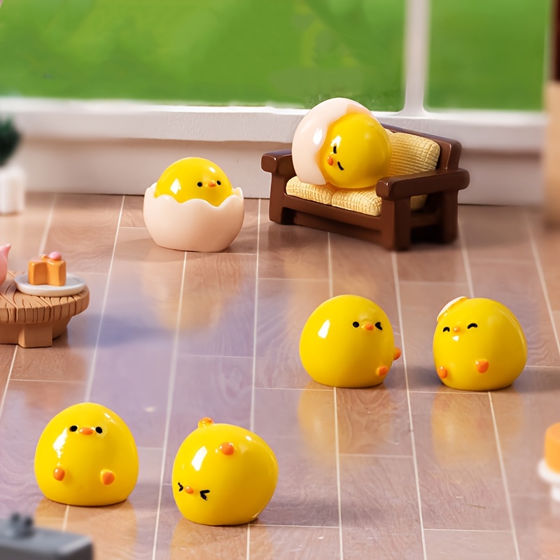 Suzile 50 Pcs Mini Chicken Easter Decor Tiny Resin Chickens Figurine Miniature Farm Animals Model For Garden Moss Landscape Home Decoration DIY Terrarium Crafts Decor