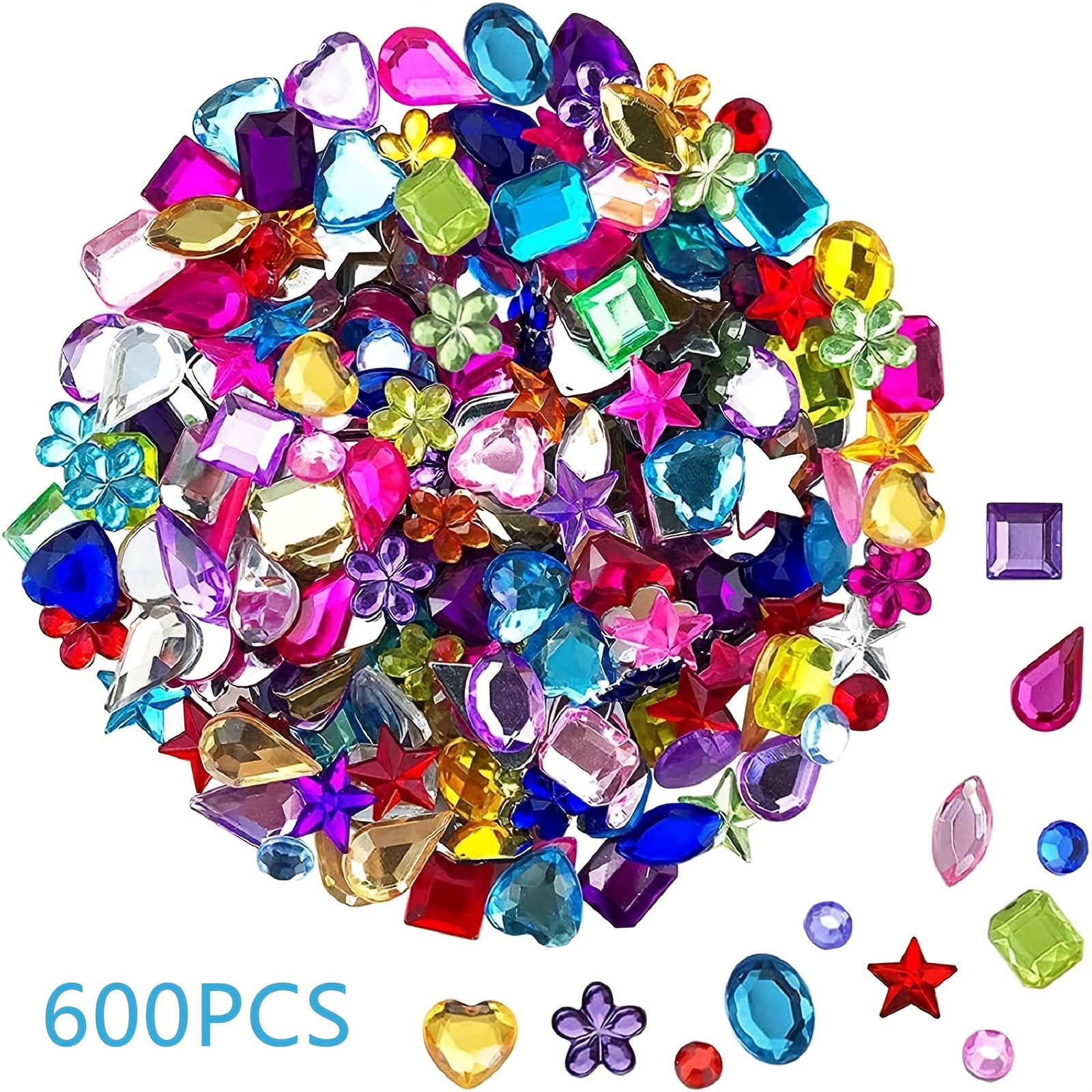 600pcs craft gems acrylic flatback rhinestones for craft decoration gems greeting card embellishments 6 shapes 6 13mm
