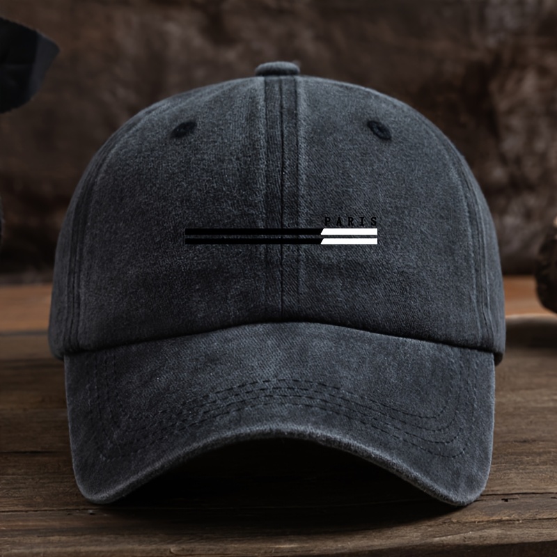 TEMU Men's Outdoor Baseball Cap With Letter Print, Adjustable Curved Brim, Trendy Duckbill Style