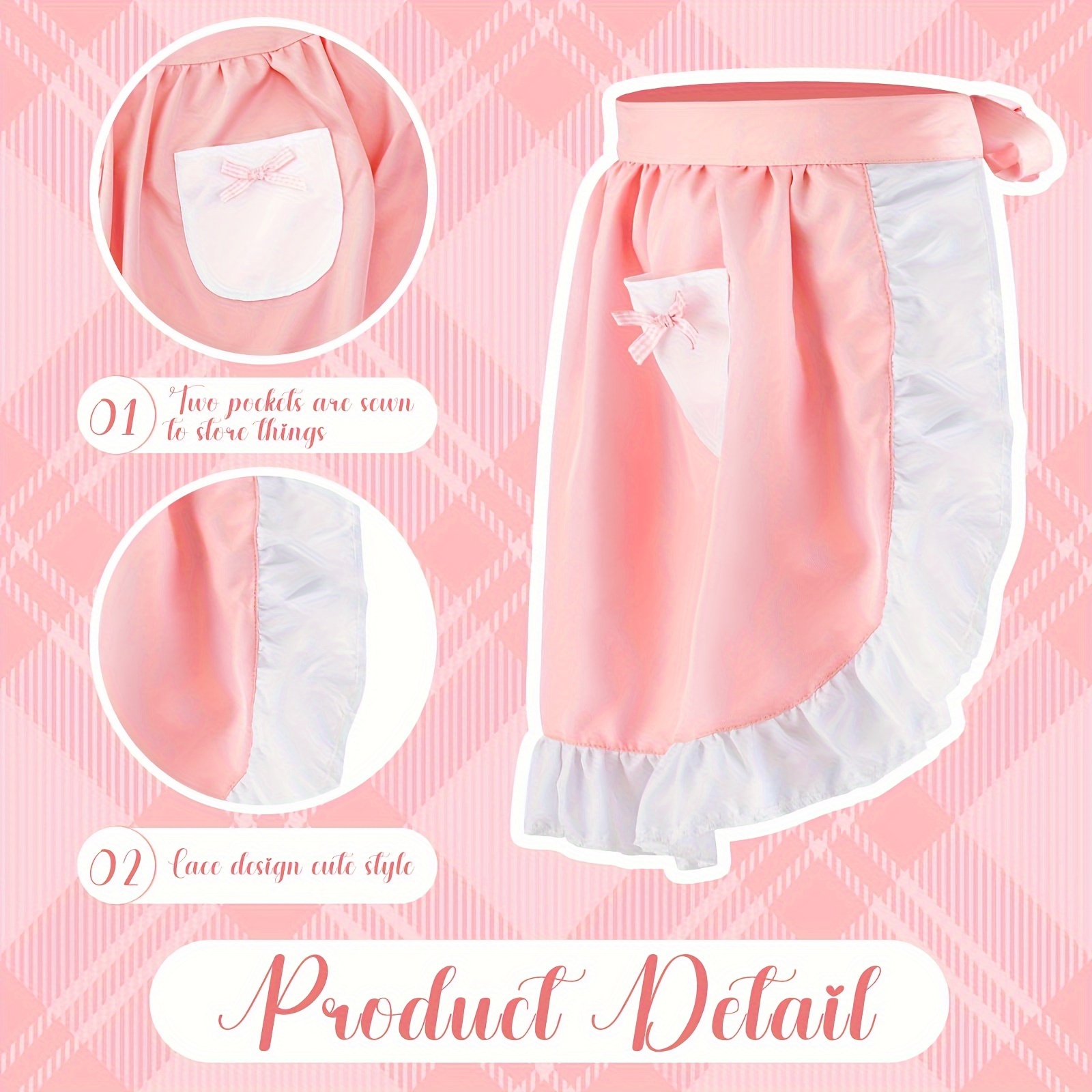 stylish skirt chic vintage inspired half apron with pockets pleated waist design polyester perfect for chefs waitstaff available in black pink butterfly pattern