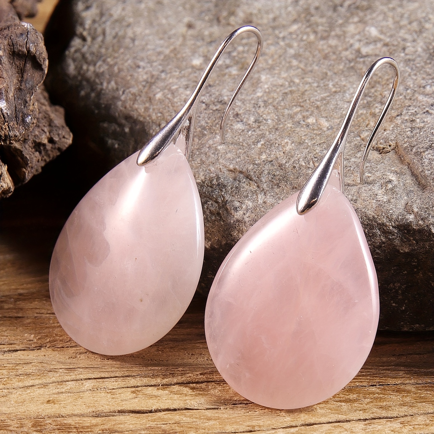 E-shop 1 Stück Romantische Rosenquarz Ohrringe für Damen – Symbol für Liebe, Romantik Überlegenheit – für Bälle, Hochzeiten, Partys – Ein