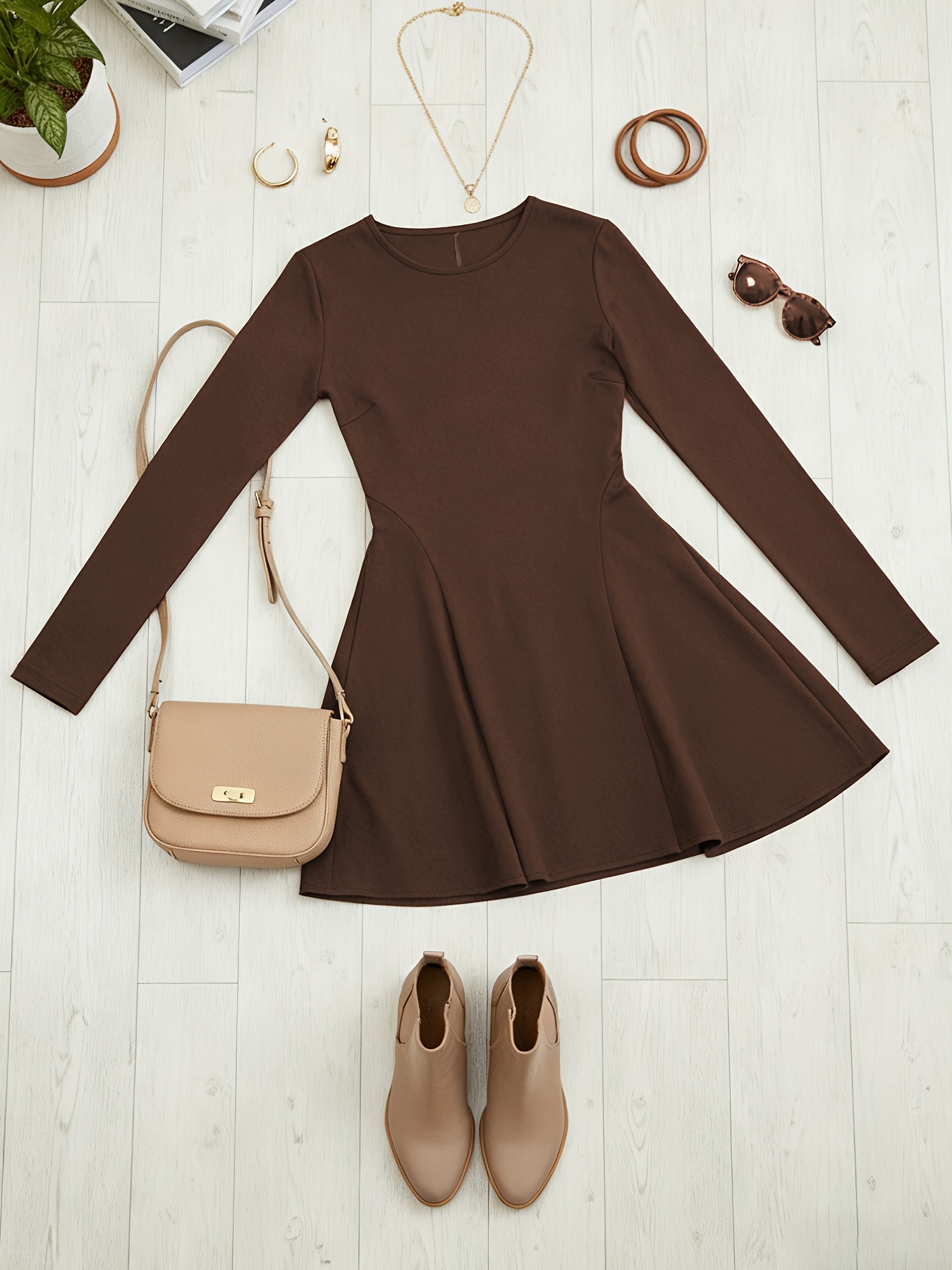 h&m brown sequin dress Chocolate Scuba Sleeveless Skater Mini Dress  AX Paris US
