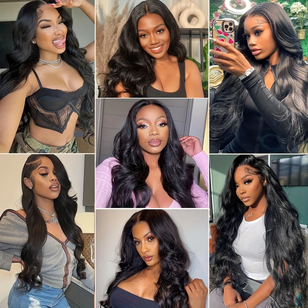 3 1 bonus body wave human hair bundles with hd lace closure brazilian   hair 4x4 free part natural black   body wave   for african american women everyday   styling   elegant   details 1