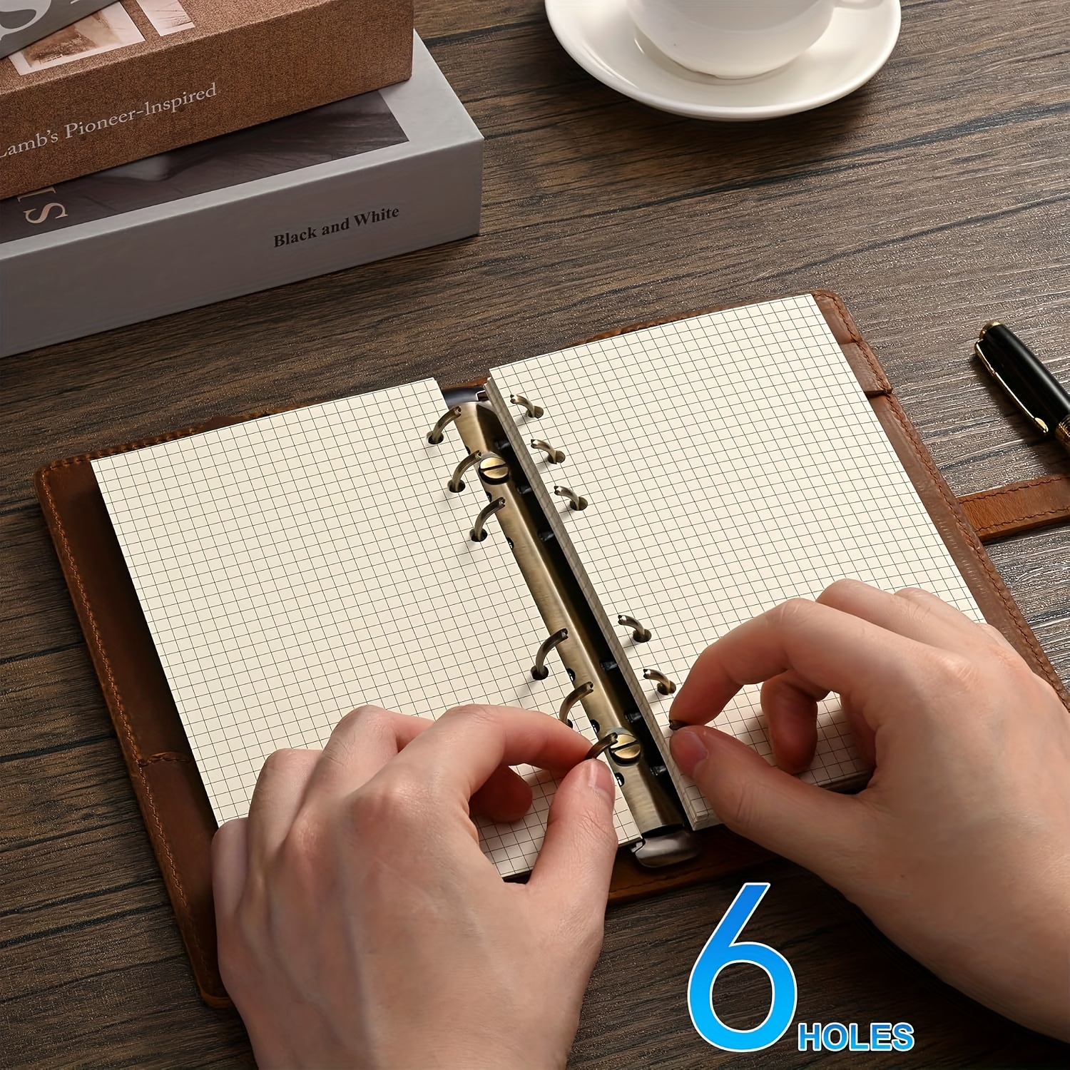 Recharge Papier A5 à Pois Beige 100 G/m² - 80 Feuilles (160 Pages) 6 Trous Pour Agenda Et Classeur