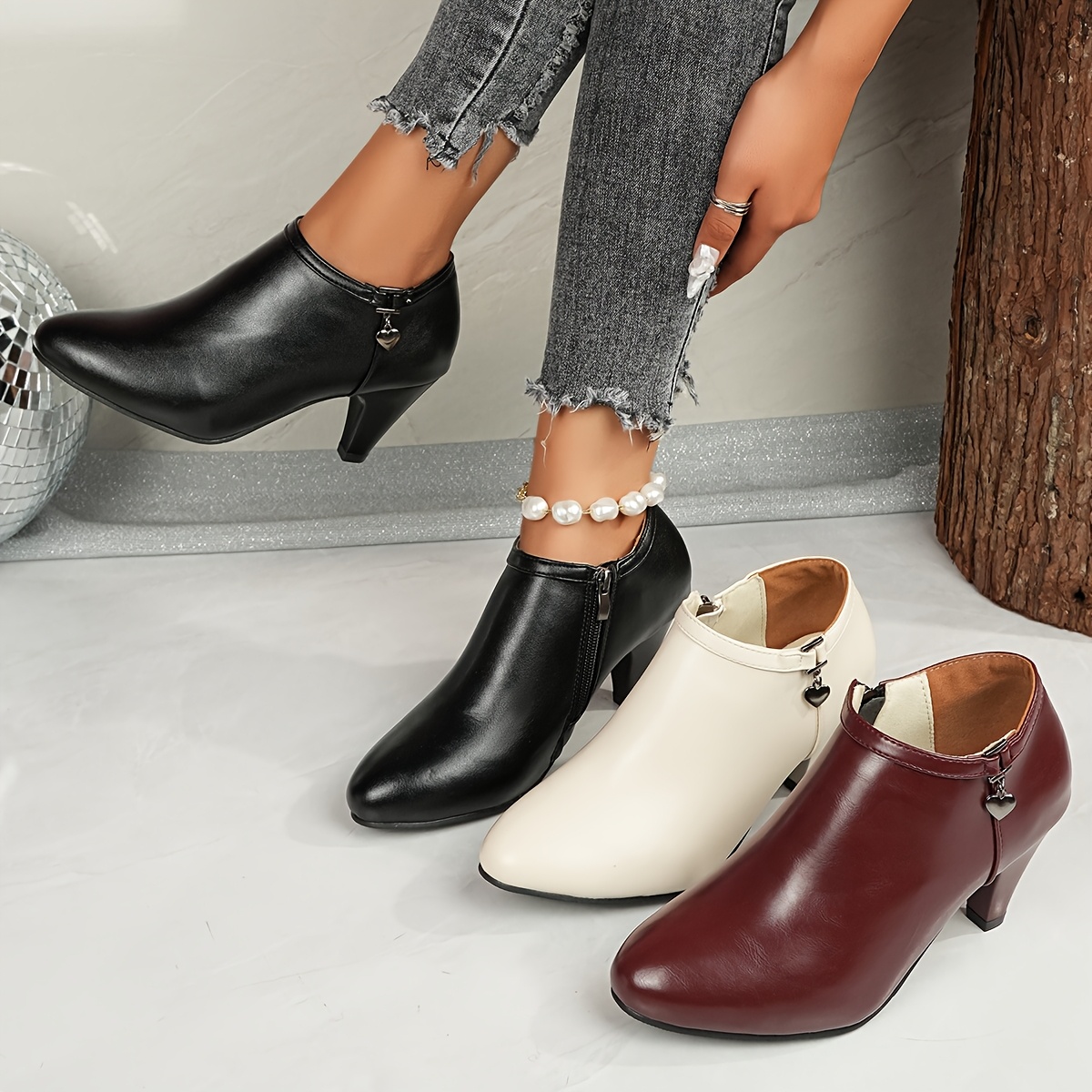 handmade surface fashion womens ankle boots side zipper - Temu