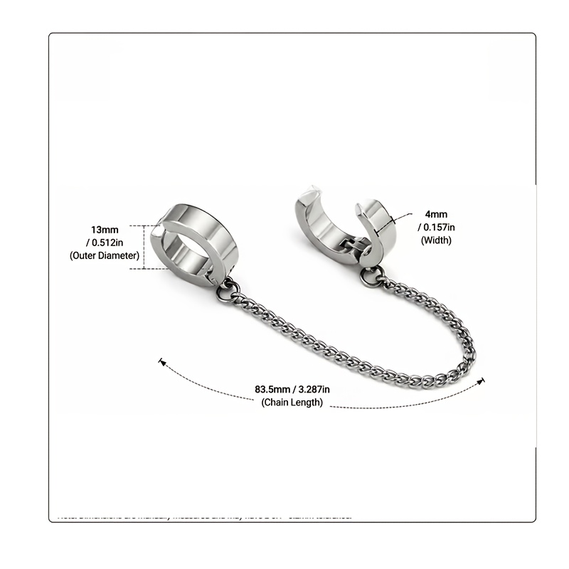 2pcs Punk Style Chain Ear Bone Clips
