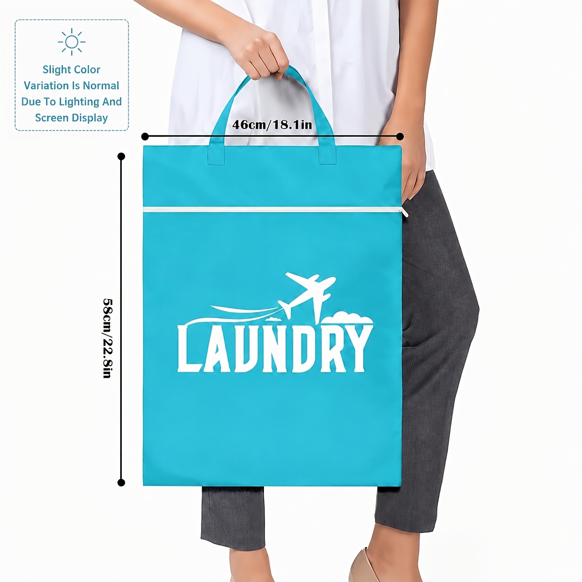 TEMU Large Travel Laundry Bag With Handles, Wet And Dry Clothes Organizer For Dirty Laundry, Swimsuits, Towels And Shoes, Portable Foldable Tote Bag