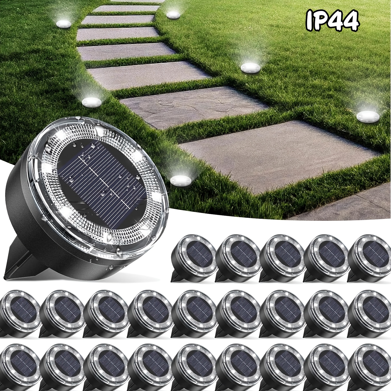 56LED 40LED Lumini Solare de Sol, Set de 7/5 Lumini Solare pentru Statui, IP44 Lumini Decorative de Exterior, Iluminare LED Plată Modernizată pentru Peisaj, Potrivite pentru Alei Exterioare, Grădini, Curți și Alee