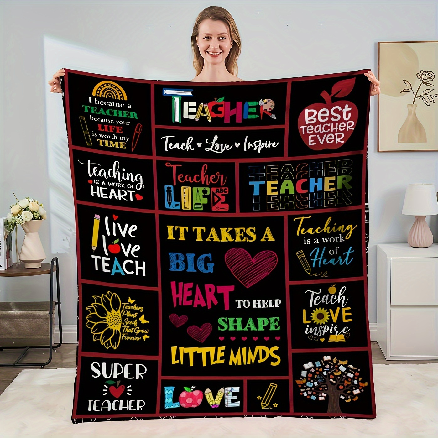 

1pc Teacher Gifts Blanket Soft Flannel Blanket Teacher Appreciation Throw Blanket Retirement Birthday Teacher Day Gift For Teachers Women Men