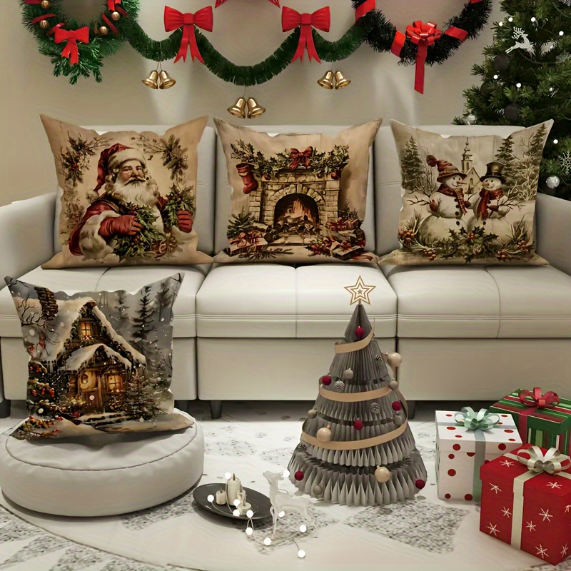 

Christmas Set Of 4, Decorative Snowman, Fireplace & , Polyester, - Multiple Types, 18x18" - Not Included