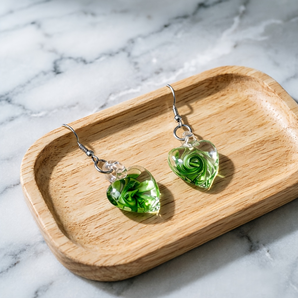 Women's Hand-Blown Heart Pendant Earrings