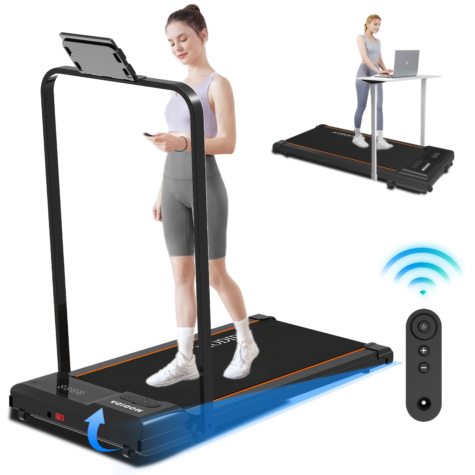 TEMU Tapis de Course avec Main Détachable, Tapis de Marche Portable et Machine à avec Télécommande et Affichage LED, Moteur Silencieux, Tapis de