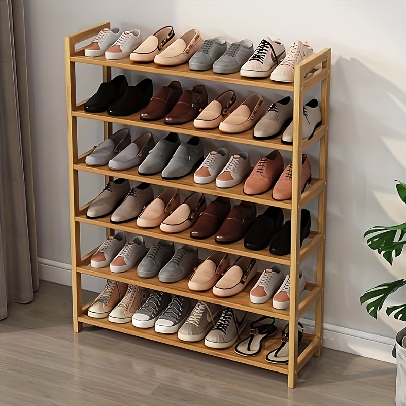 

Freestanding Bamboo Shoe Rack - 6 Levels - Wood - Closet And Entryway - Storage Box - Suitable For 18 Pairs Of Shoes