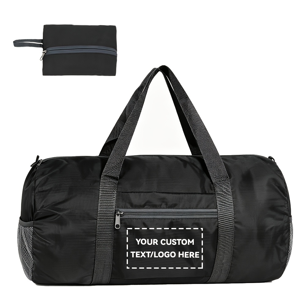 TEMU Personalized Duffel Foldable Gym Bag Portable Inner Pocket Custom Letter Pattern Lightweight Folding Bag For Men Women Travel Sports Camping