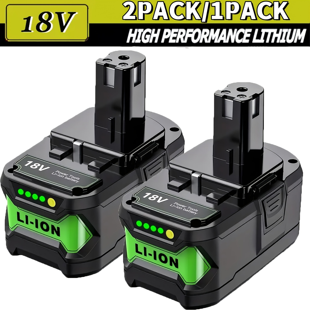 

2pcs/1pc 8.0ah Battery Replacement, For Ryobi 18v Lithium-ion One+ Plus P104 P105 P107 P108 P109 P122 Rbl1810 Cordless Power Tools With Indicator