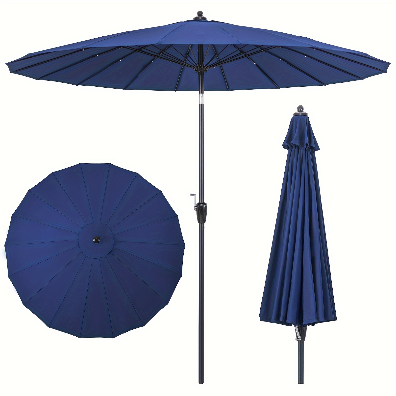 

Costway 9 Ft Patio Round Market Umbrella W/ Push Button Tilt, Crank Handle, Vented Top