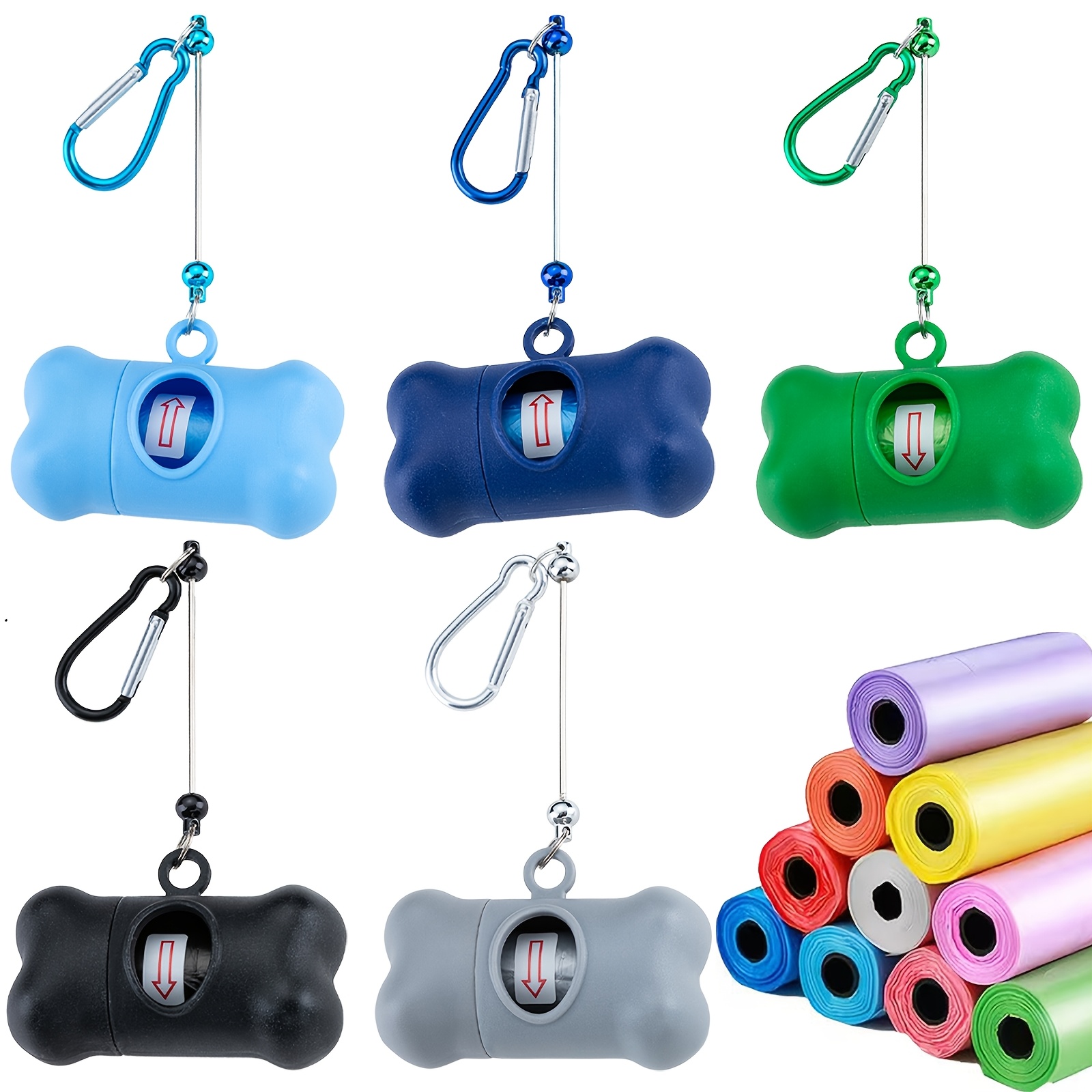 TEMU 14 Items - Stringable Pet Random-color Portable Bone-shaped Feces Bag Box With Garbage Bags, With Keychain, Dog Waste Collection Bag For Dog