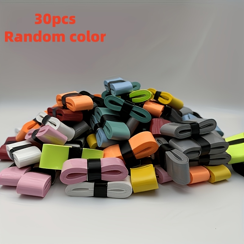 TEMU Random 30pcs Colors Of Racquet Grip Tapes, Premium Pu Material, Anti-slip And Sticky, Sweat-absorbing And Durable, Enhancing And Grip, Badminton