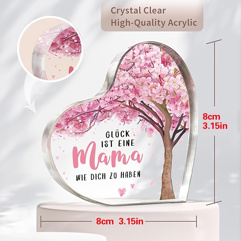Image of [2d Flat] [] Mother's Day Gift, For Mum Gift, Unique Heart-shaped Acrylic Home Decoration, Gifts For Mum, Mother Gifts For Birthday, Mother's Day, Christmas, Best Mothers Gift From Daughter Son