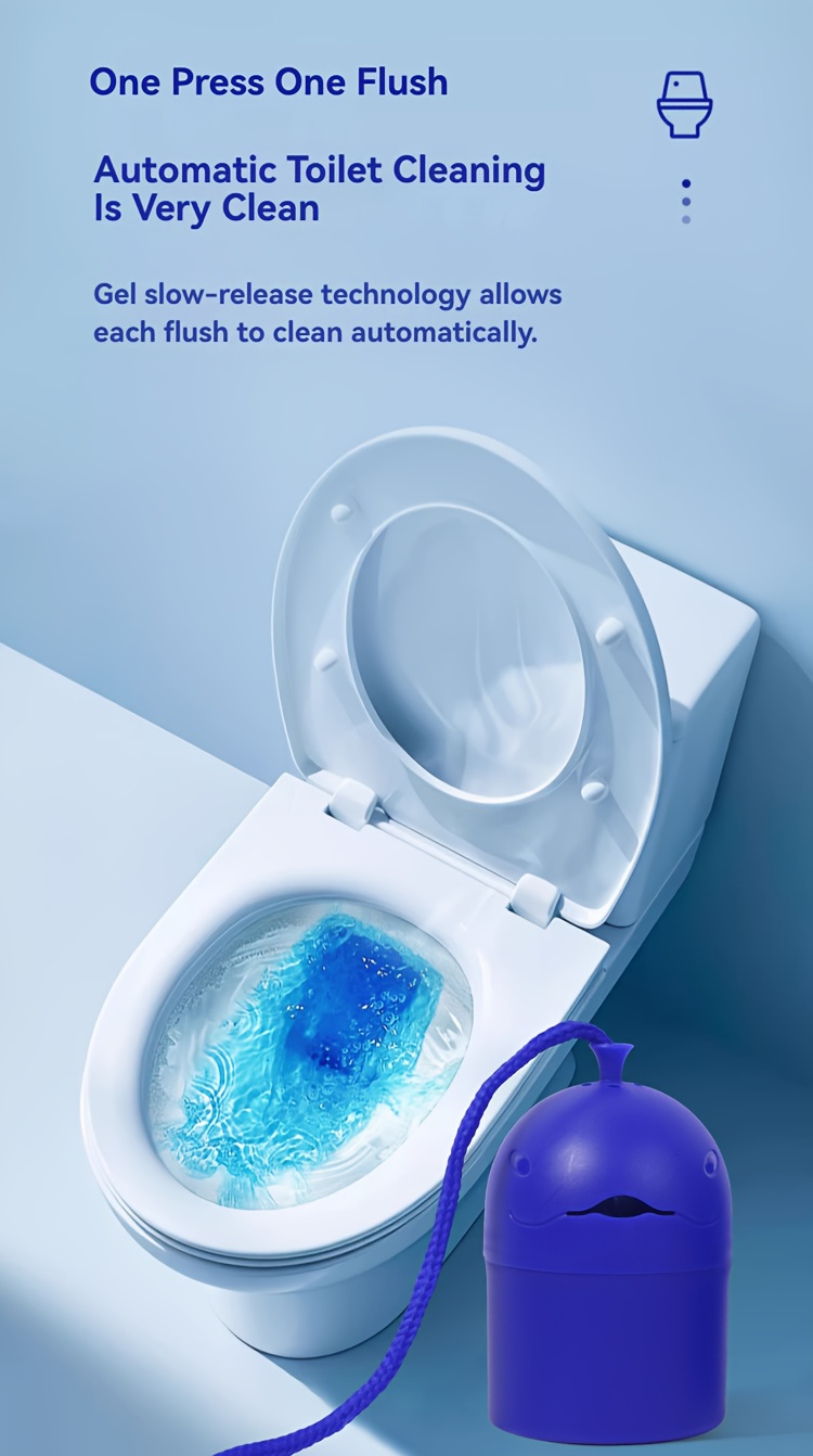 Whale-shaped Automatic Toilet Cleaner Gel with Rope Handle and Slow-release Tech for Auto-cleaning and Freshness, for Home Bathroom Use