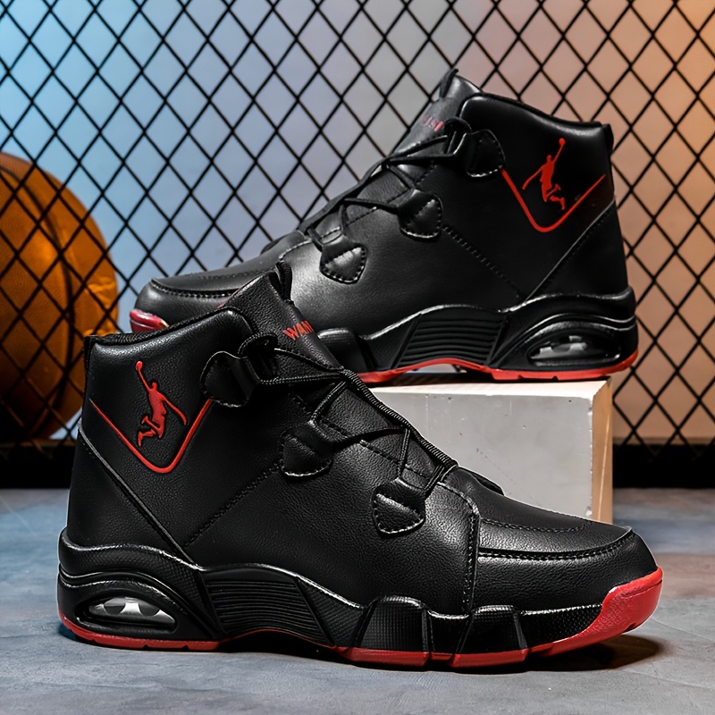 TEMU Sneakers, Men's Lightweight And Breathable Basketball Shoes Feature A High- With A Pu Sole For Running Training And Walking. Feature A Geometric