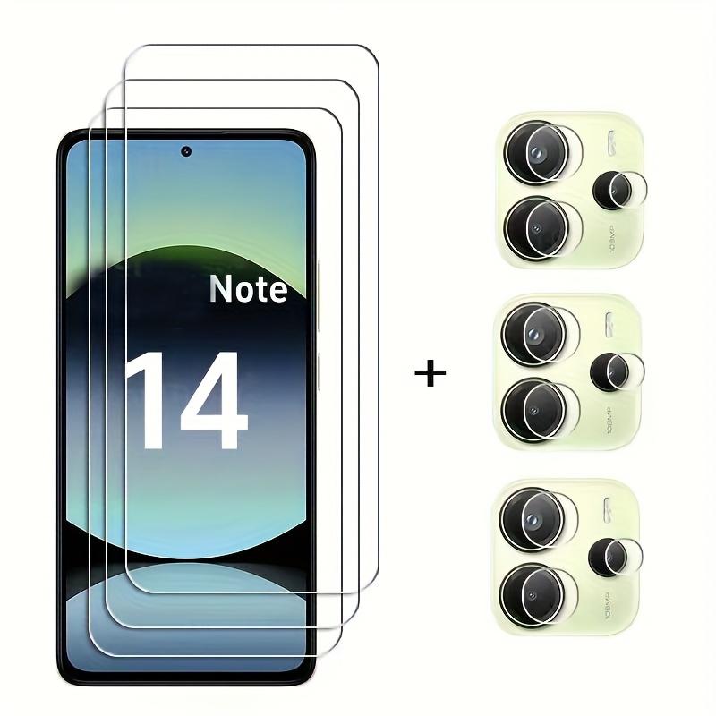 Image of 6 In1 Screen And Lens Tempered Glass Compatible With Xiaomi Redmi Note 14s 14 4g 5g, For Flat Screen Model Only. Camera Lens Screen Protector For Redmi Note 14 Hd Camera Protective Film