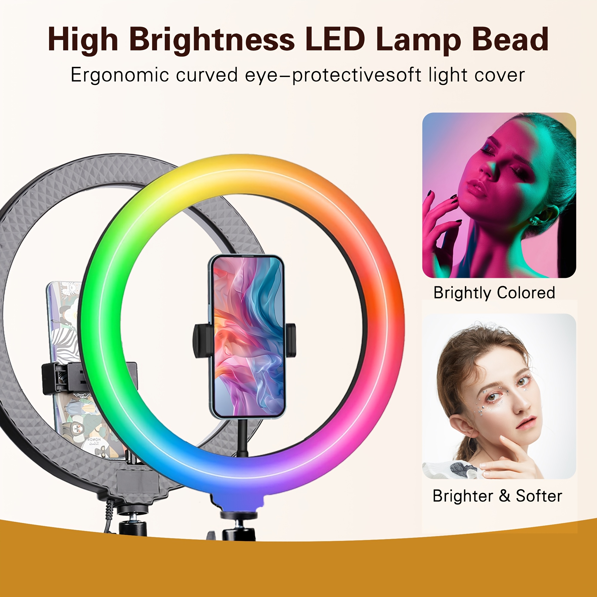 Anneau Lumineux LED Selfie Dimmerable - 3 Modes - Pour Vlog, Photo, Live - Alimentation USB