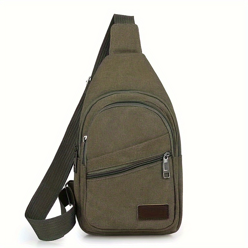TEMU Casual Canvas Men's Chest Bag - Multipocket Sling Shoulder Pack With Zipper Closure For Travel, Casual Daily Use - Hand Washable, Large Capacity, Fashion Crossbody Bag