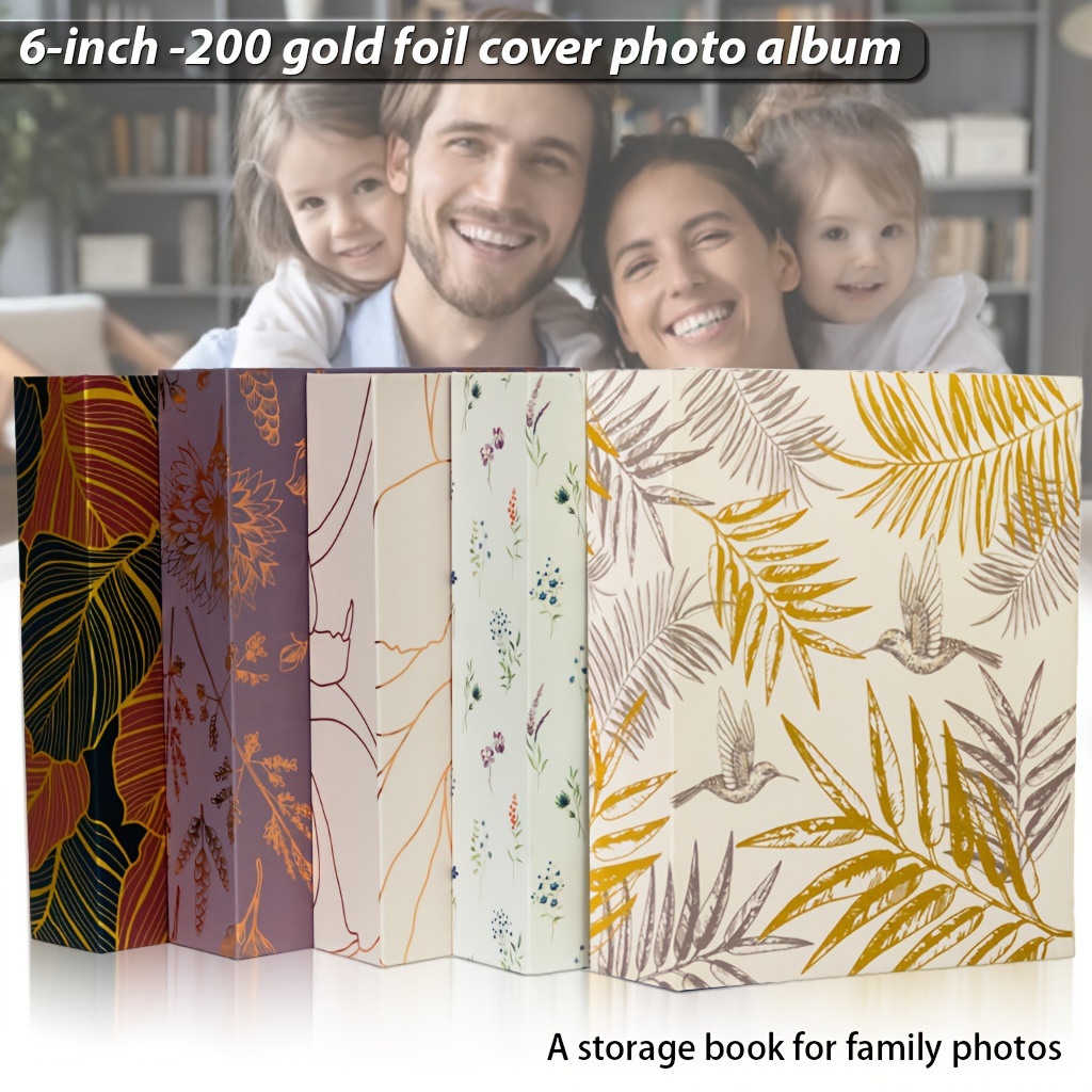 

Elegant 6-inch Golden-stamped Photo Album - Holds 200 Cards, Paper, Gifts & Keepsakes