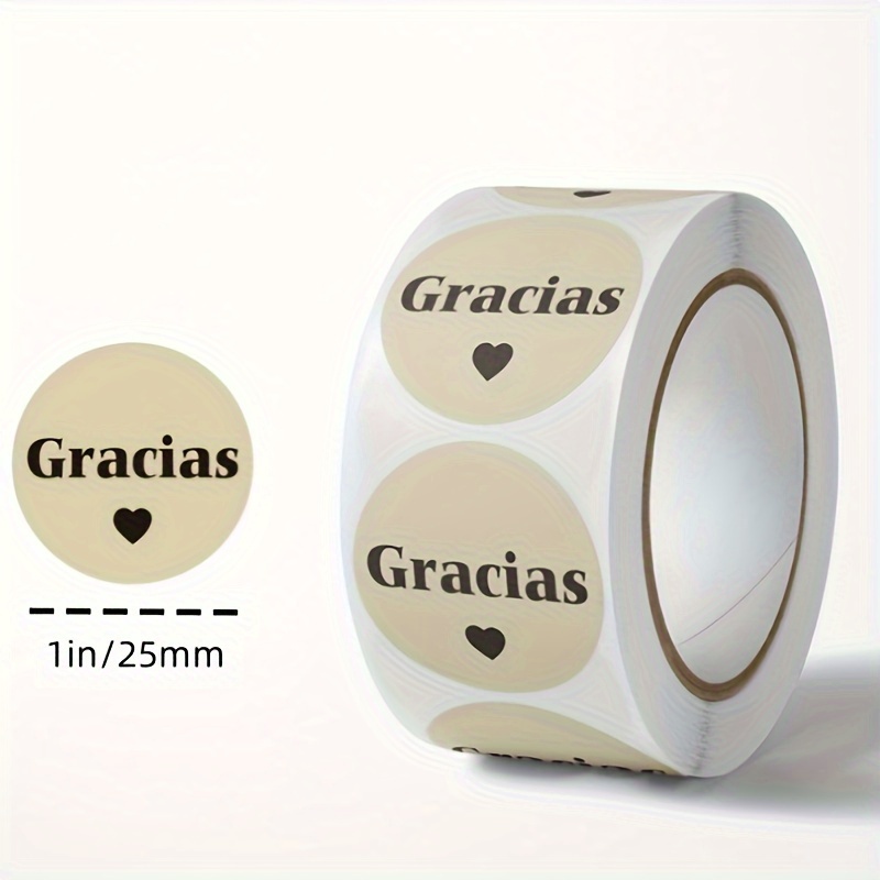 

1pc Kraft Paper "gracias" Thank You Stickers Roll, Heart-shaped Adhesive Labels For Gift Wrapping, Business Packaging, Party Favors, And Birthday Decorations