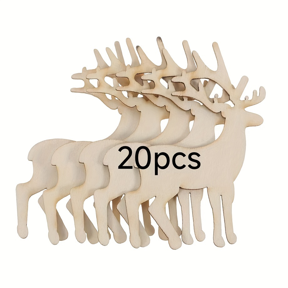 

20- Style Wooden Deer Cutouts For Painting - Manufactured Wood Animal Ornaments For Hanging, Ideal For Christmas Tree, Seasonal Decorations, And Crafts - No Electricity Needed