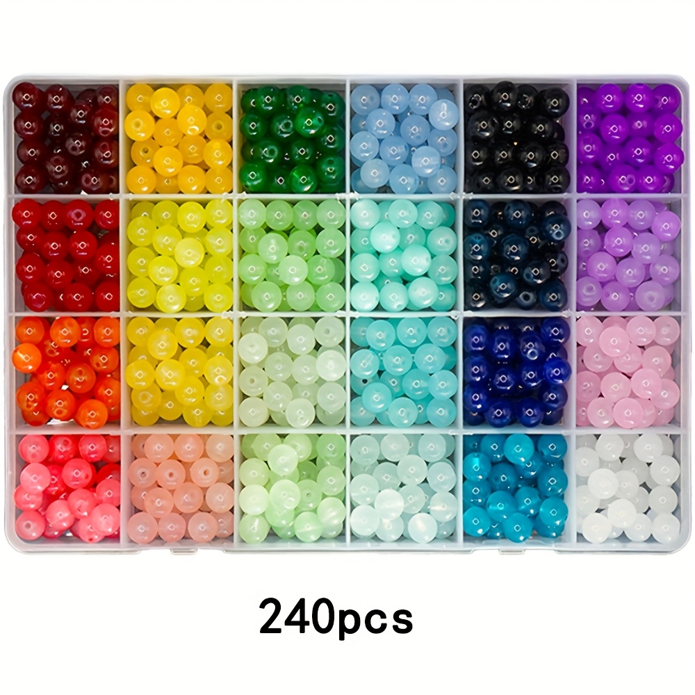 Bead Kit - 8mm Glass Beads In 48 Colors 48-color Jewelry Making Kit For Bracelets, Necklaces, Earrings And More, Suitable For Beginners Glass Bead Kit Box To Make Your Own Jewelry And Gift Ideas With