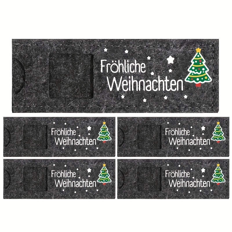 Image of 5 Christmas Felt Gift Bags — German "merry Christmas" With Christmas . Suitable For Chocolate Packaging, Christmas Gifts, And Party Favors. Used As Gift Boxes, Favor Boxes, Or Distribution Boxes