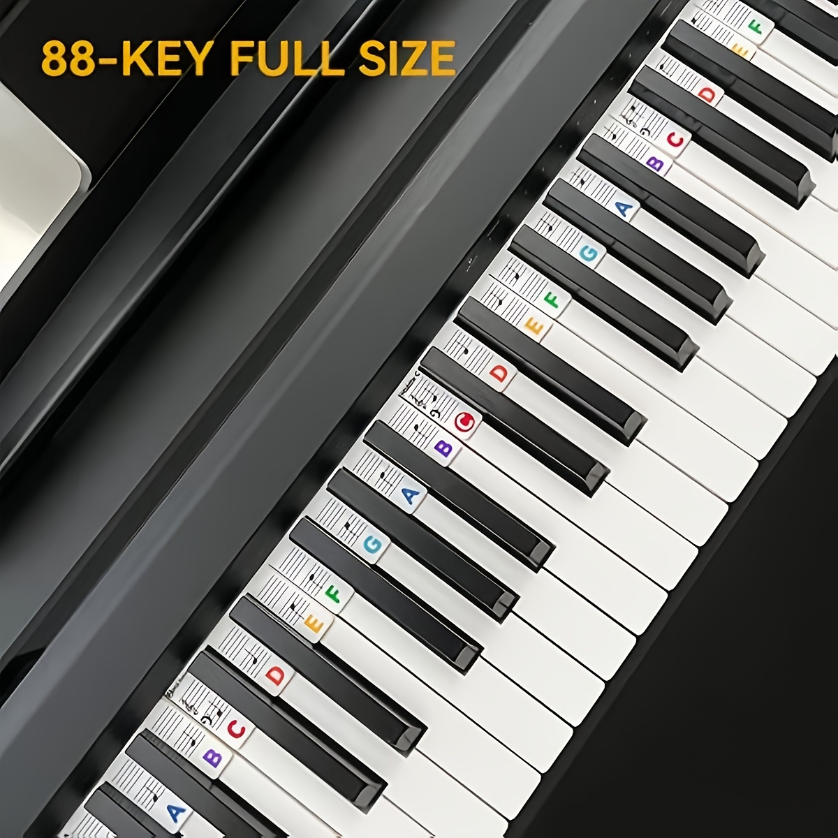 Easy-Learn Piano Notes for Beginners - 88 Key Full Range, Removable & Reusable Keyboard Guide with Colorful Labels (White/Black), No Stickers Needed, Perfect for Practicing Major & Minor Scales, Piano Accessories