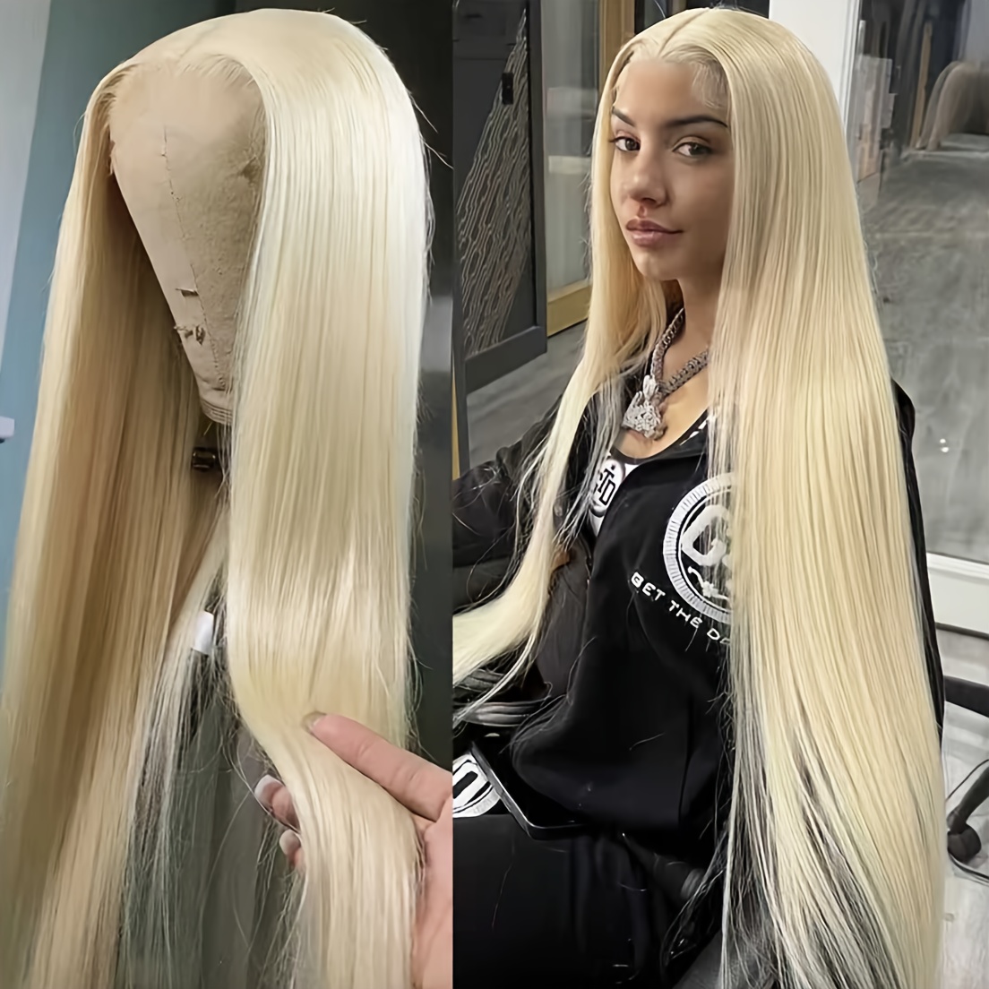 Image of Women's Blonde Straight Lace Front Wig - Pre-plucked Hairline, Straight Hair, Lace Frontal, Everyday & , Salon- For Women, Beauty Accessory, Lace Front Wig, Blonde Lace Front Wig, Wig For Women