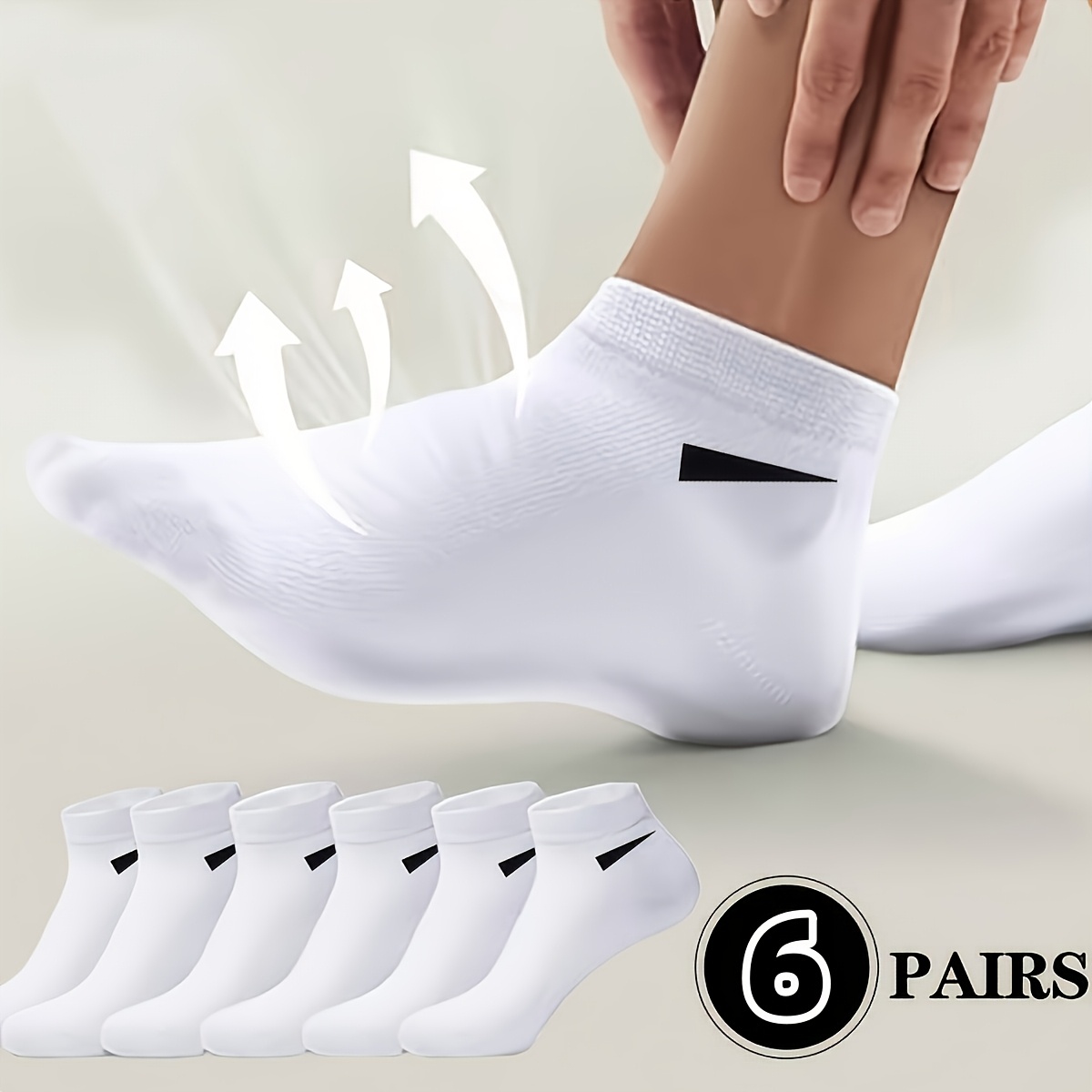 E-shop 6 Paar einfarbige Kurzsocken für Damen Herren – atmungsaktiv schweißabsorbierend, für alle Jahreszeiten geeignet, eine perfekte für Business-