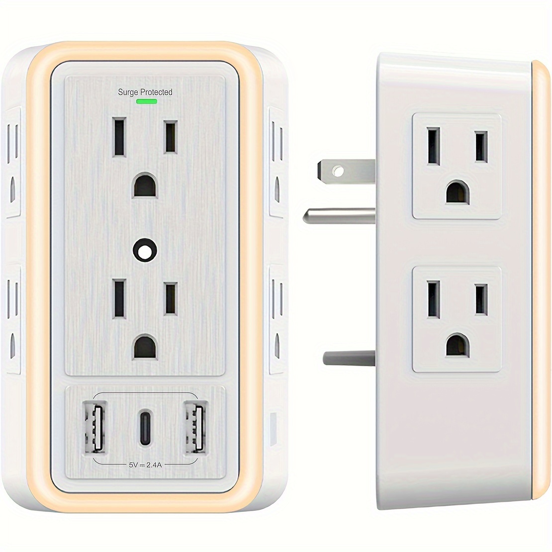 Usb Wall Charger Protector 6 Outlet Extender 3 Usb - Temu