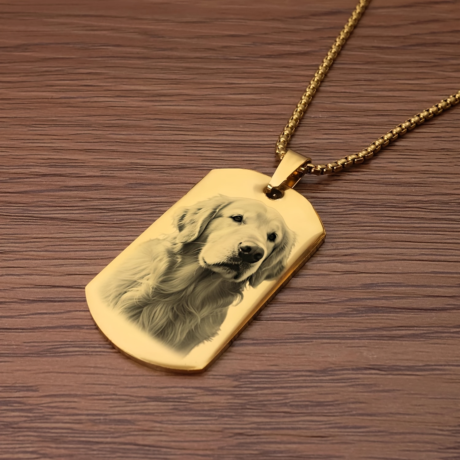 TEMU 1pc Custom Personalized Photo Engraved Dog Tag Necklace, With A Backside That Customized With Your Self- Text Or . 304 Stainless Steel Pendant